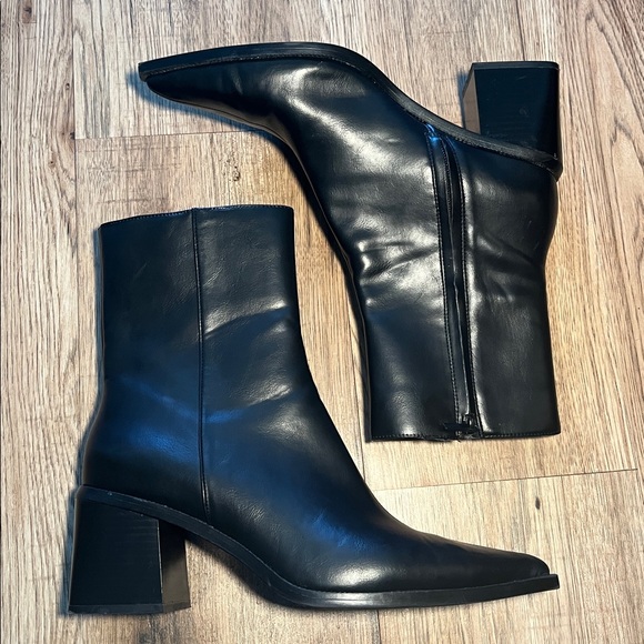 EUC Zara Black Wide Heeled Booties - Picture 7 of 9